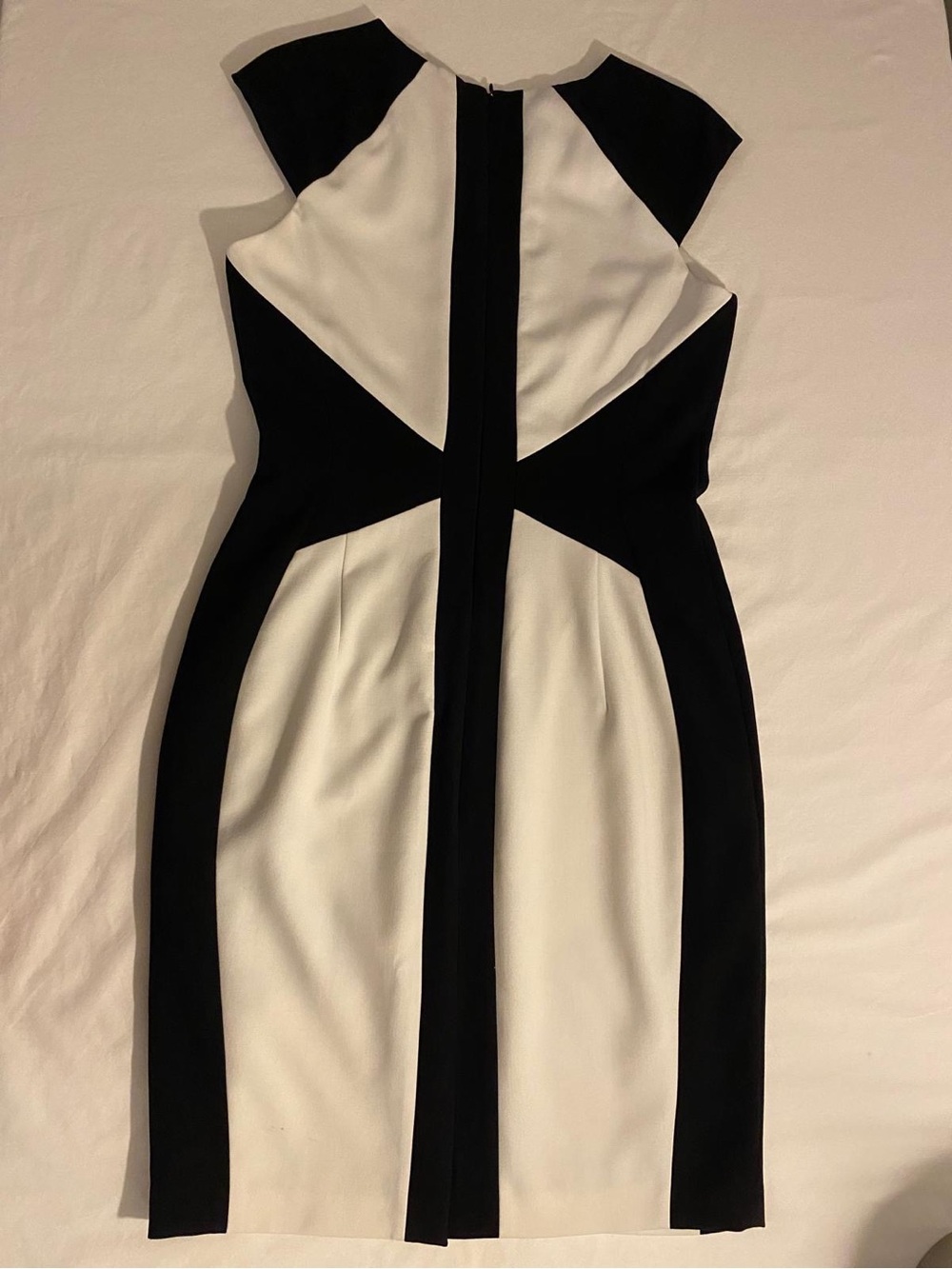 Cache Black and White Colorblock Midi Dress